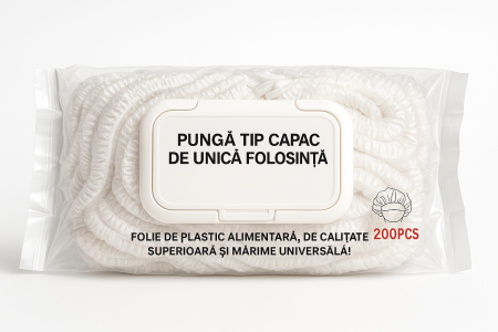 Pungi alimentare - Folii Protecție Alimentară de Unica Folosinta Tip Capac – 200 bucăți / Pachet