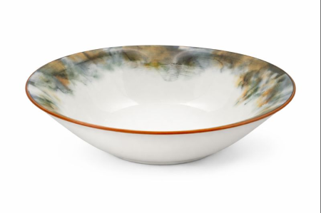 Vase si accesorii bucatarie - Bol din ceramica cu decor gri-verde, 17.5 cm