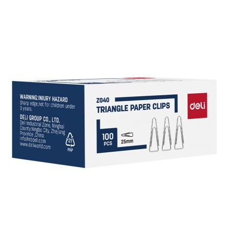 Agrafe, pioneze si clipsuri - Agrafe metal triunghiulare Deli 25 mm – 100 buc/cutie