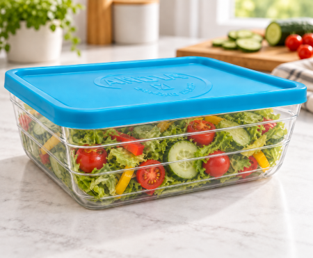 Andia caserola sticla dreptunghiulara cu capac plastic 1712 [1]