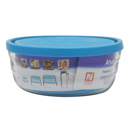Vase si accesorii bucatarie - Andia caserola sticla rotunda cu capac plastic set 3pcs1700