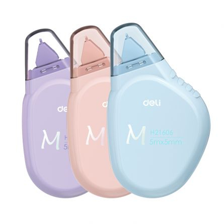 Birotica & Papetarie - Bandă Corectoare 5mm x 5m Macaron DELI – Corecturi rapide, curate și precise