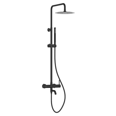 Sanitare - Baterie De Dus, Balneo, Corp Din Otel Inoxidabil Aisi 304, Cartus Ceramic, Diametru 35 mm, Dus Rotativ 90° Cu Comutator De Functii, Aerator Economisitor De Apa, 150 mm x 560 mm x 1016 mm, Negru