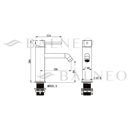 Baterie lavoar Balneo Cascade Model 1, monocomandă, inox AISI 304, crom lucios, cartuș ceramic [5]