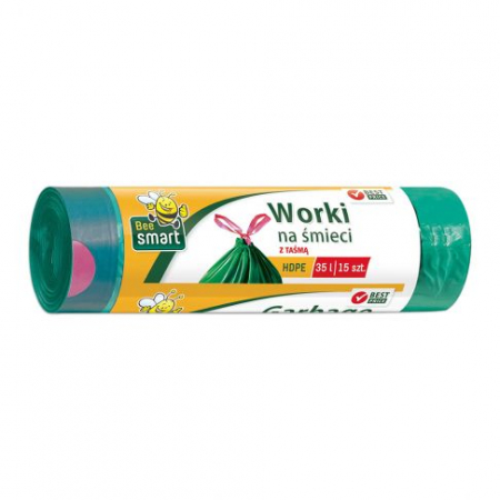 Saci menaj - Bee smart saci menaj cu snur 35l 15buc