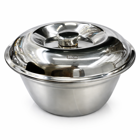 Vase si accesorii bucatarie - Bol din Inox cu Capac – 30 cm