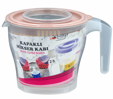Boluri - Bol gradat din plastic pentru mixer și blender de mână, cu capac – aproximativ 2 L