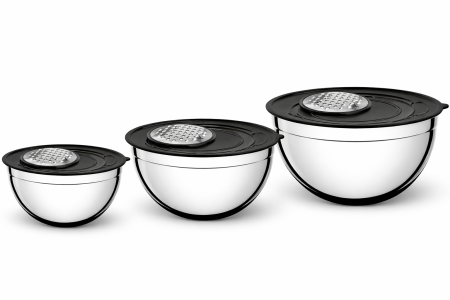 Boluri din Inox cu Capace cu Răzătoare Integrate – 16, 20, 24 Cm - 12 Buc / Set [1]