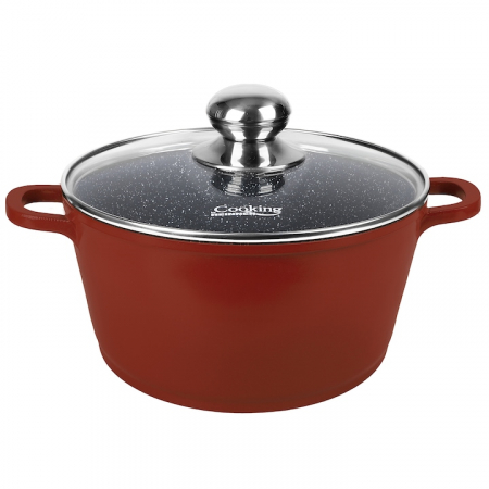 Vase si accesorii bucatarie - Calabria semioala aluminiu cu capac sticla 40x17.5cm 18.6l hr-jlg-c40so