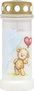 Uz casnic si menaj - Candela bolsius din plastic cu capac mesaj teddy alb