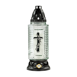 Lumanari - Candela din sticla cu cruce argintie 956-b