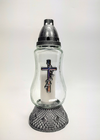 Candela din sticla cu cruce argintie 956-b [1]