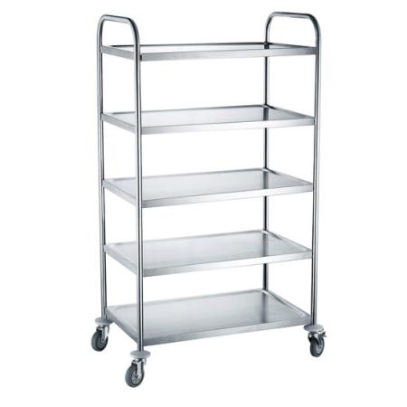 OFERTA SAPTAMANII - Carucior servire cu 5 rafturi, realizat din otel inoxidabil, sarcina maxima pe raft 30 kg,905x585x(H)1545