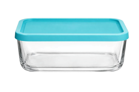 Cutie alimente - Caserola Alimente Patrata din Sticla cu Capac Plastic 2.1 L