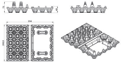 Caserolă ouă, PET transparent, 15 cuiburi - 400 Buc / Set [1]