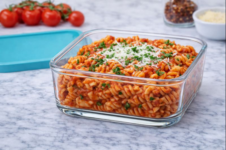 Caserola sticla patrata cu capac plastic 1050 ml [1]