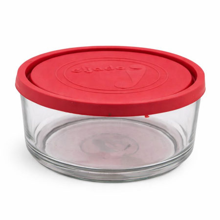 Vase si accesorii bucatarie - Caserola sticla rotunda cu capac plastic 450ml