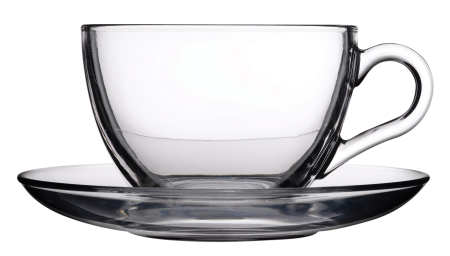 Vase si accesorii bucatarie - Ceasca Cafea  238 cc  + Farfurioara din Sticla - BASIC