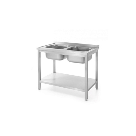 Mașini de spălat vase și igienă - Chiuveta dubla cu suport si raft , 1000x600x (H) 850 mm, Hendi, Inox