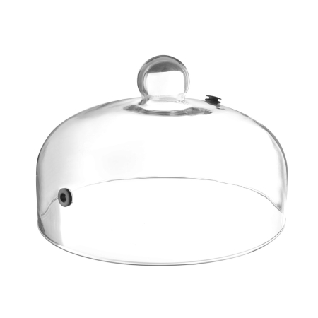 Grilluri electrice și grătare profesionale - Cloche din sticla cu gaura pentru furtun fum, Hendi, diametru 260x(H)174 mm , poate fi utilizat in combinatie cu infuzorul de fum