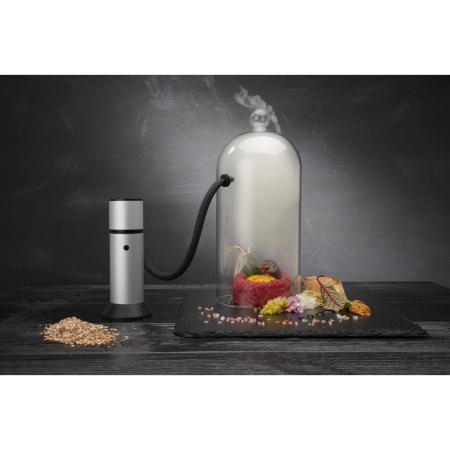 Cloche din sticla cu gaura pentru furtun fum, Hendi, diametru diametru130x(H)282 mm, poate fi utilizat in combinatie cu infuzorul de fum [4]