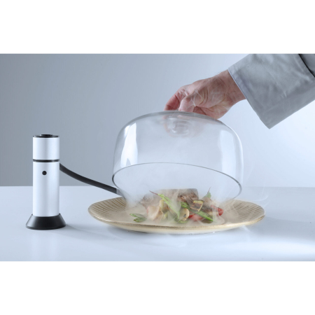 Cloche din sticla cu gaura pentru furtun fum, Hendi, diametru diametru130x(H)282 mm, poate fi utilizat in combinatie cu infuzorul de fum [3]