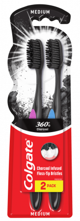 Ingrijirea corpului - Colgate periuta dinti 360 charcoal medium 2buc/set