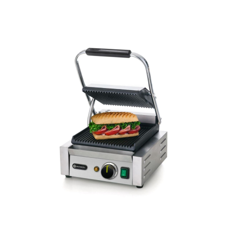 Contact grill, suprafete striate din fonta cu invelis ceramic, 1800 W, corp inox, Hendi, potrvit si pentru uz profesional [5]