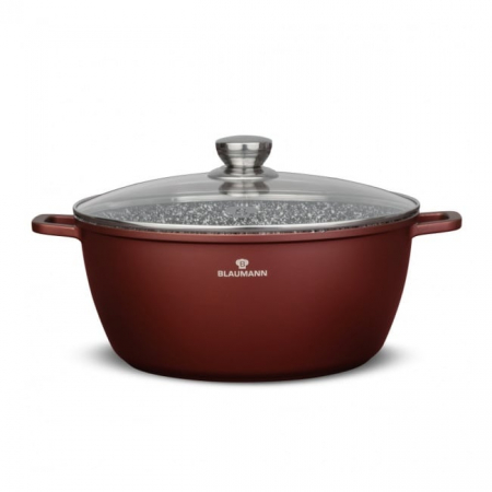 Cratite - Cratită cu capac Blaumann BL-4081, 28 cm, 6.5L, aluminiu turnat, acoperire marmură ceramică 3 straturi, compatibilă cu inducție