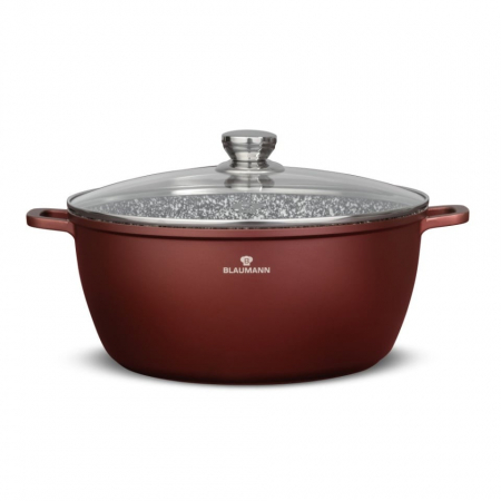 Cratite - Cratită cu capac Blaumann BL-4083, 32 cm, 9.9L, aluminiu turnat, acoperire ceramică marmură 3 straturi, compatibilă cu inducție