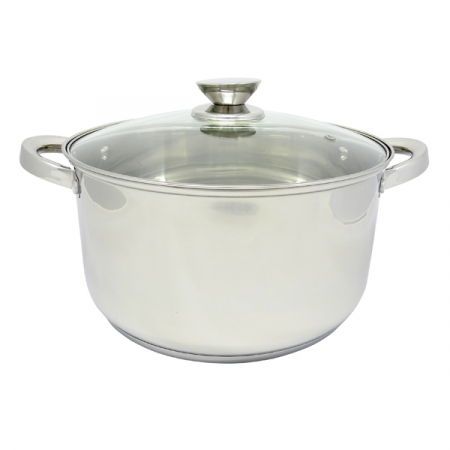 Vase si accesorii bucatarie - Cratita inox 20x10cm 3.2l cu capac de sticla mx