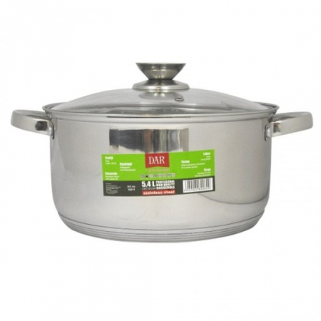 Vase si accesorii bucatarie - Cratita inox 24x12cm 5.4l cu capac de sticla mx