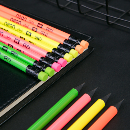 Creion grafit cu gumă, fără lemn HB Neon Deli [7]