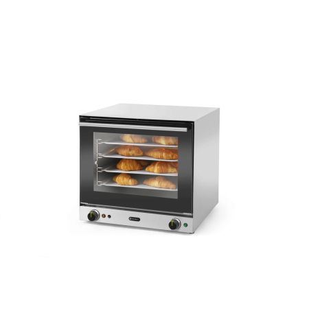 Cuptoare profesionale - Cuptor convectie cu umidificare Hendi H90S, 4 tavi 438x315 mm incluse, 2 elemente incalzire, 2 ventilatoare, termostat reglabil 50-300 gr C, timer 0-120 min, 2670W, 595x595x(H)570 mm