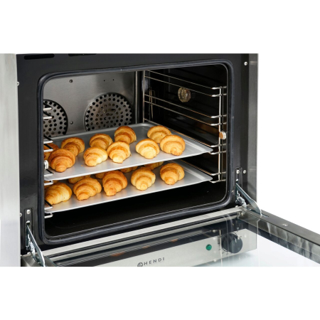 Cuptor convectie Hendi H90, 4 tavi 438x315 mm incluse, 2 elemente incalzire, 2 ventilatoare, termostat reglabil 50-300 gr C, timer 0-120 min, 2670 W,595x624x(H)572mm [5]