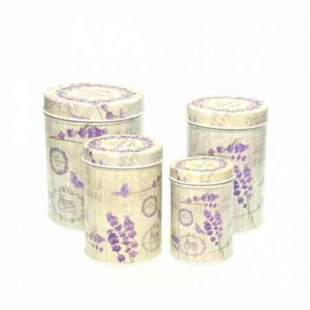 Vase si accesorii bucatarie - Cutie depozitare rotunda metal 4buc/set mx