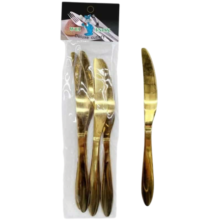 Vase si accesorii bucatarie - Cuțit de masă 6 piese, Inox, Auriu – Design Modern și Elegant