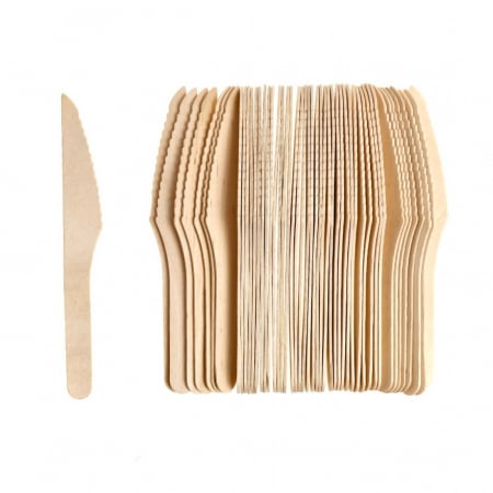 Unica folosinta - Cuțite de Unică Folosință din Lemn – Set 50 bucăți