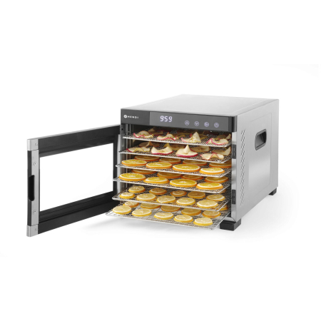 Ambalare vacuum - Deshidrator alimente Hendi Profi Line, 550 W, 6 tavi inox, temperatura reglabila 35-75 C, Gri, timer, panou de control digital