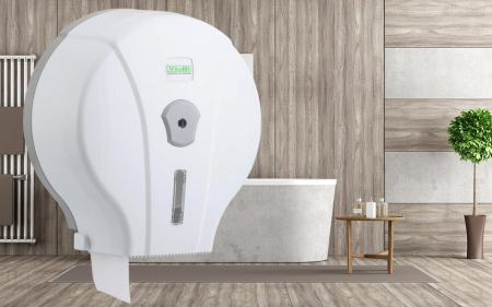 Consumabile hartie - Dispenser alb pentru role hârtie Mini Jumbo – până la Ø21 cm