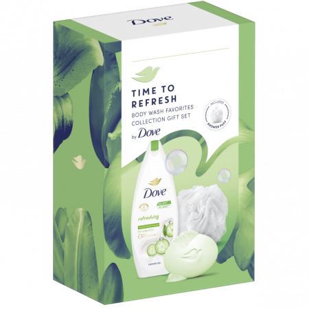Casete cadou - Dove caseta cadou (gel dus250ml+sapun90g+ puf baie) refreshing