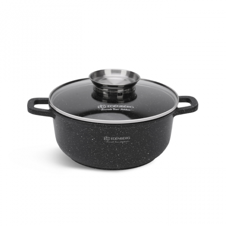 Vase si accesorii bucatarie - Edenberg cratita aluminiu marmurata cu capac sticla 3.3l 22cm eb-8117