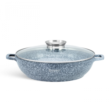 Cratite - Edenberg cratita joasa aluminiu granit cu capac sticla 32cm 5.5l eb-8042