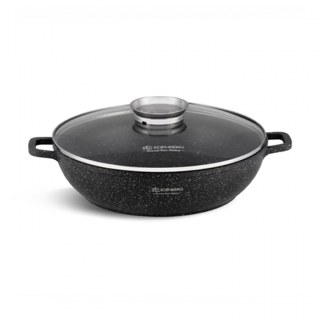 Cratite - Edenberg cratita joasa aluminiu marmurata cu capac sticla 3.3l 28cm eb-8134