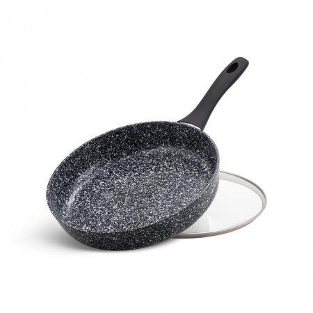 Vase si accesorii bucatarie - Edenberg tigaie nonstick granit cu capac sticla 24cm eb-3438