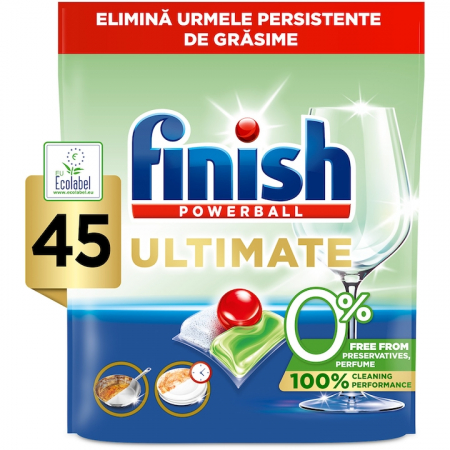 Detergenti si solutii de curatenie - Finish detergent vase capsule 45buc all in 1 ultimate eco 0%