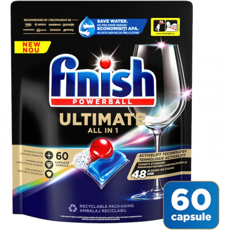 Detergenti si solutii de curatenie - Finish detergent vase capsule 60buc ultimate all in 1