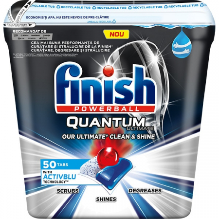 Detergenti si solutii de curatenie - Finish detergent vase tablete 50buc quantum activ blue