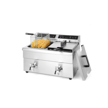 Echipamente Profesionale Bucatarie - Friteuza dubla cu inductie 2x8 lt, corp inox, 2x3500W, Hendi Kitchen Line, functie boost pentru incalzire rapida, Hendi, 580x485x(H)406 mm
