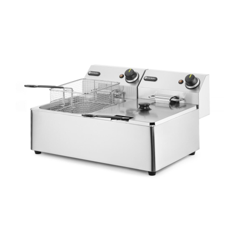 Friteuza electrica profesionala 2x6 litri 2x3300 W, termostat 0-190 gr C, corp inox, Hendi Kitchen Line, 550x430x(H)290 mm [2]